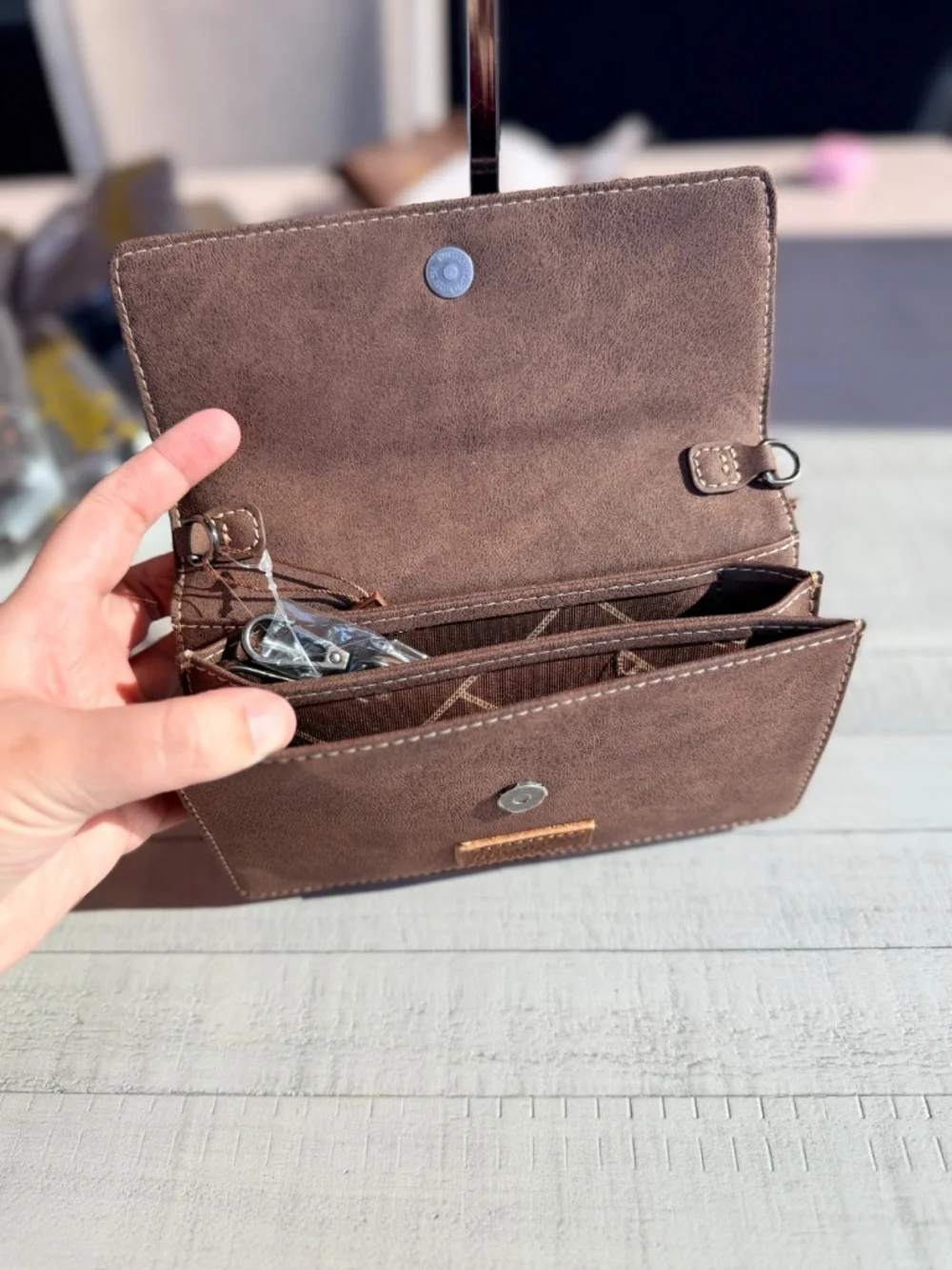 Wrangler Genuine Hair-On Cowhide Wallet/Crossbody - Coffee